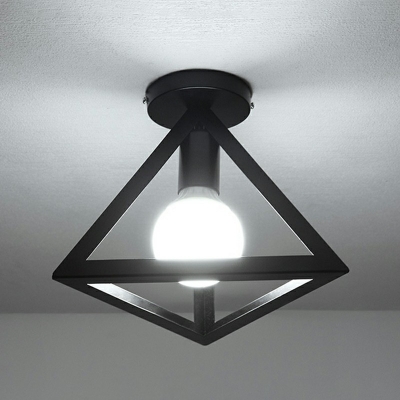 Black Industrial Ceiling Light 1 Head Metal Shade Metal Ceiling Mount Semi Flush for Living Room