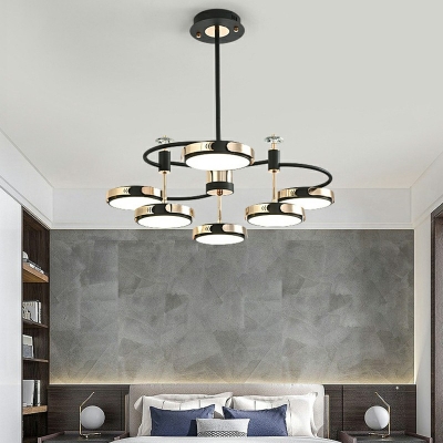 Branch Flushmount Lighting with Drum Shade in Black-Gold Contemporary Ceiling Lamp in 3 Colors Light