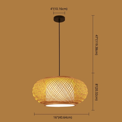 Chinese Style Bamboo Pendant Lamp 1 Head Wood Ceiling Suspension Lamp for Dining Room