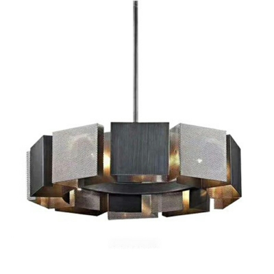 Contemporary Black Circle Chandelier Metal Shade Pendant Light for Living Room