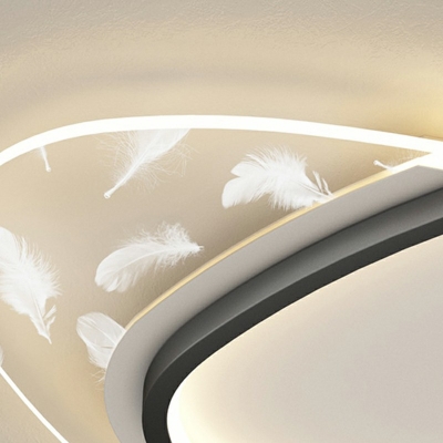 Contemporary Feather Ceiling Lamp Acrylic and Iron Shade LED Light for Bedroom, 18
