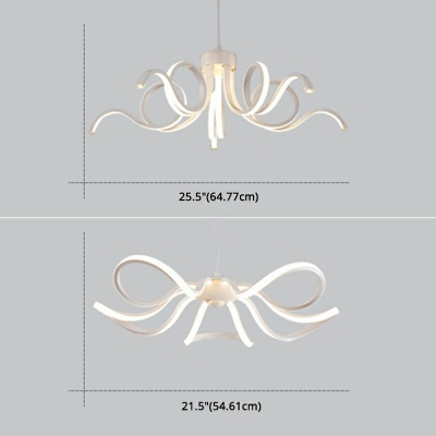 Contemporary Simplicity White Acrylic Petal Shape LED Chandelier Lighting for Dining Room