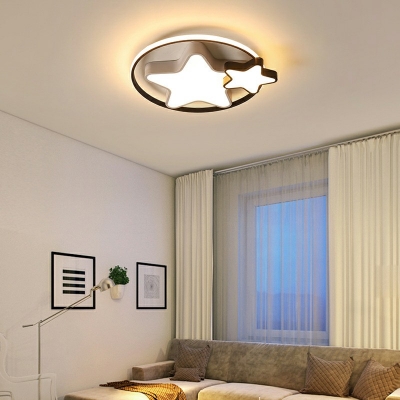 Contemporary Star Ceiling Light Double Pentagram Acrylic Flush-mount Lamp for Children's Room