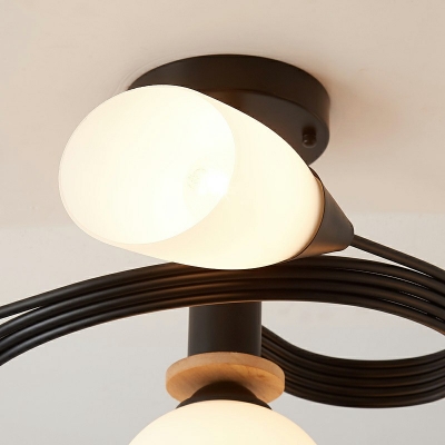 Creative Orb Semi Flush Mount Light 6 Heads Metal Ceiling Light for Restaurant Bedroom