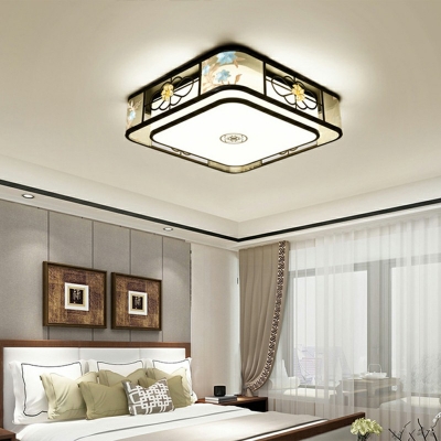 Fabric Black and White Ceiling Flush 8 Inchs Height Traditional Flush Mount Lamp for Bedroom