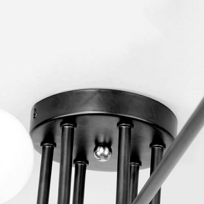 Industrial Minimalist Bare Bulb Metal Angled Tangle Semi Flush Mount Light in Black