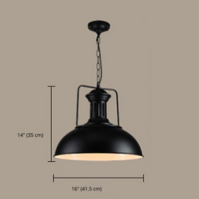 Industrial Style Dome Shade Pendant Light Metal 1 Light Hanging Lamp