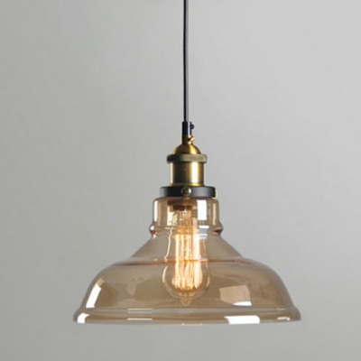 Industrial Style Single-Bulb Pendant Light Blown Glass Shade Hanging Bar Lights