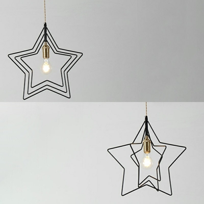 Industrial Style Star Shape Cage 1 Light Iron Pendant Light for Dining Table