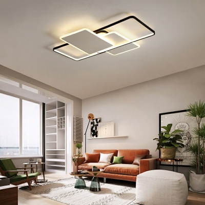 Metal Flushmount Light 45 Inchs Length Modern LED Semi Mount Lighting for Bedroom
