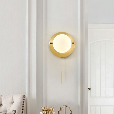 Modern Bedroom Sconces Globe White Glass Bedside Wall Lamp Design Brass Simplicity Corridor Aisle Wall Sconce