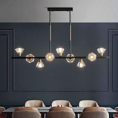 Modern Crystal Island Lights Fixtures Torpedo Dining Table Restaurant Hanging Ceiling Lights