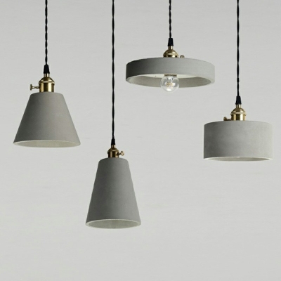 Modern Geometric Shape Cement Pendant Ceiling Lights Suspended Lighting Fixture in Grey