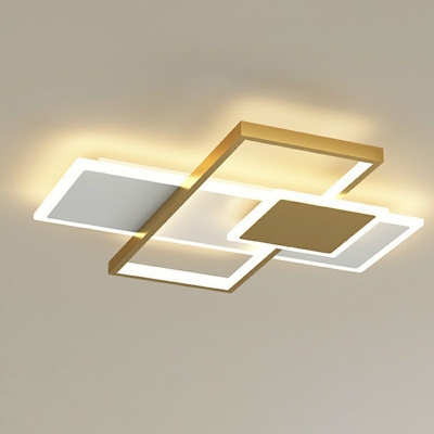 Modern Metal Rectangular Flushmount Light LED Semi Mount Lighting for Living Room