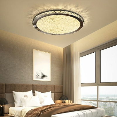 Modernist Circular Shape Prismatic Crystal Ceiling Light Fixture LED Living Room Flush Mount Light