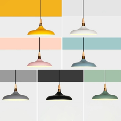 Multiple Macaron Color Nordic Living Room Pendant Aluminum Pot Lid Shade 1-Head Hanging Lamp