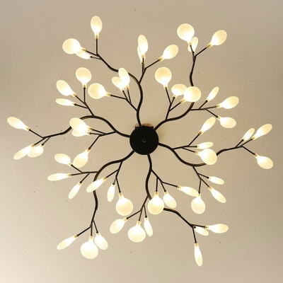Nordic Style Firefly Chandelier Wrought Iron 1 Tier Acrylic Lamp Shade Chandelier for Living Room
