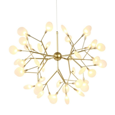 Nordic Style Firefly Shade LED Suspension Light Gold Branching Hanging Lamp for Living Room