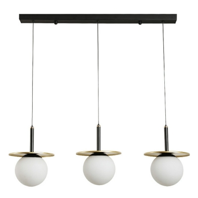 Post-modern Style Gold Round Metal Lamp Island Light White Glass Globe Pendant Light