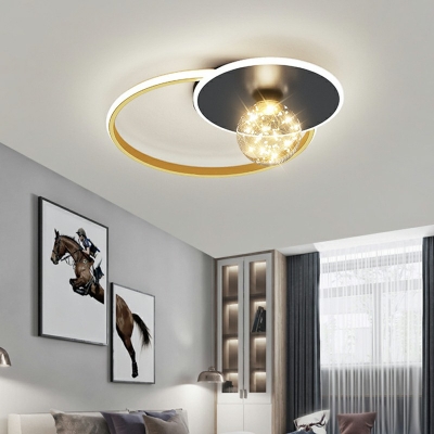 Ring and Circle Shape Ceiling Lamp Contemporary Iron and Acrylic Shade Bedroom Light, 16