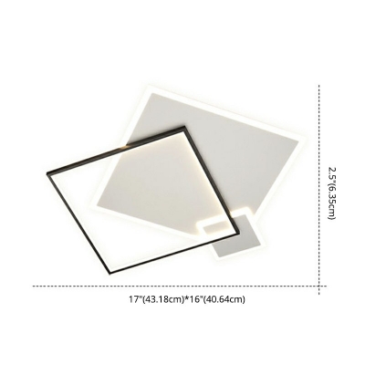 Simplicity Black-White LED Close to Ceiling Lighting Squared Acrylic Flush Ceiling Light Fixture