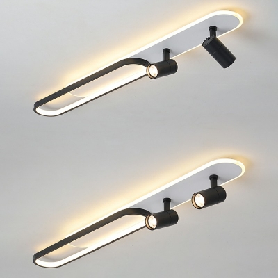 Simplicity Decorative LED Semi Flush Ceiling Light Metal Ceiling Fixture with Oblong Acrylic Shade