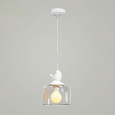 1/3 Heads Minimalist Jar Shaped Suspension Lamp Transparent Glass Dining Room Pendant in White