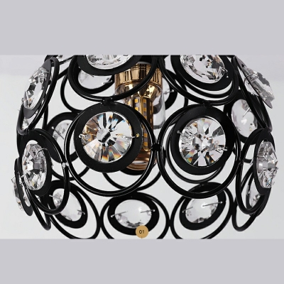 1 Light Metal Semi Flush Mount Industrial Black and White Caged Ceiling Lighting