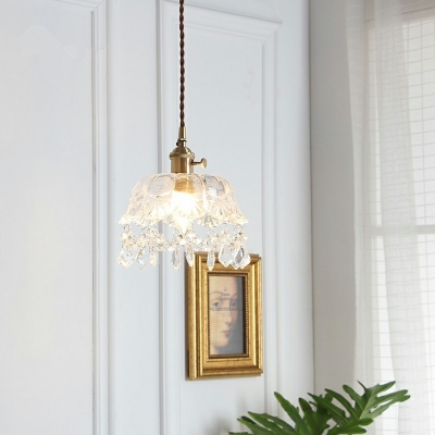 1 Light Modern Ceiling Light Ribbed Glass Irregular Shade Ceiling Mount Single Pendant for Living Room