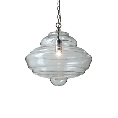 1 Light Spool Pendant Lamp Modern Fashion Clear Glass Art Deco Suspended Lamp for Porch