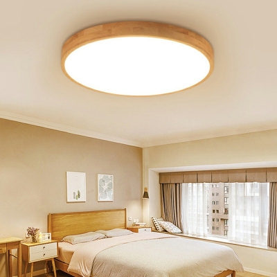 2 Inchs Height Bedroom LED Flushmount Nordic Wood Thin Ceiling Flush Light in 3 Colors Light