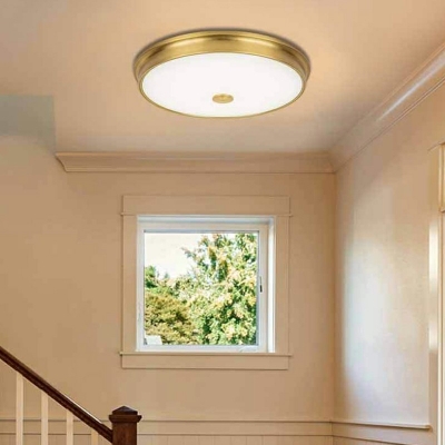 American Style Drum Shape Metal Ceiling Lighting LED Living Room Flush Lamp