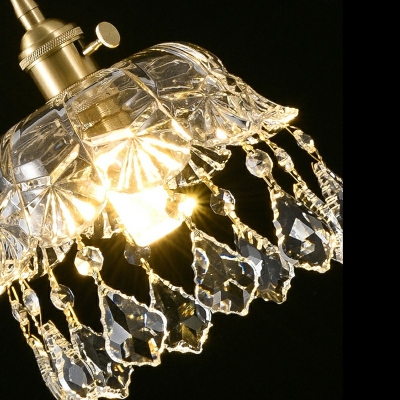 Clear Glass Shade Hanging Lantern Modern Living Room 1-Bulb Hanging Lamp
