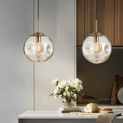 Designers Style Globe Pendant Light Glass Single Head Suspension Light for Bedroom