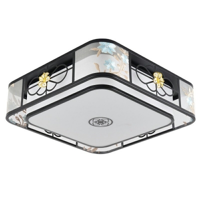 Fabric Black and White Ceiling Flush 8 Inchs Height Traditional Flush Mount Lamp for Bedroom