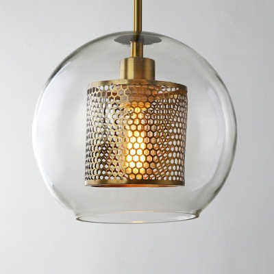 Jug Hanging Lamp Designers Style Glass 1 Head with Mesh Decorative Suspended Light for Bedroom