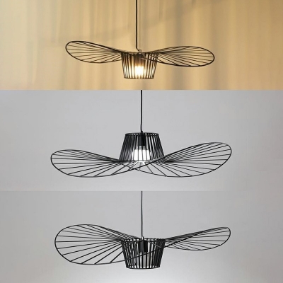 Metal Caged Hat Hanging Pendant Light Modern Single Light Suspension Lamp