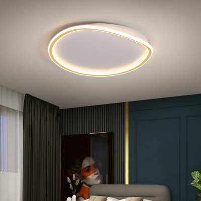 Metal Geometrical Ceiling Light Fixture Simplicity LED Flush Mount Lighting in Black-White