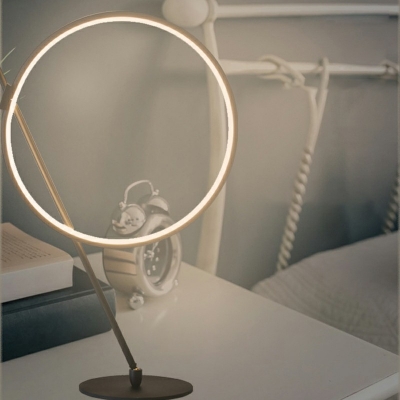 Metal Table Light Round Strip LED Table Lamp for Living Room Bedroom