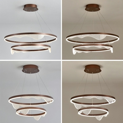 Minimalist Acrylic Gold and Coffee LED Ceiling Pendant Light Living Room Ceiling Chandelier