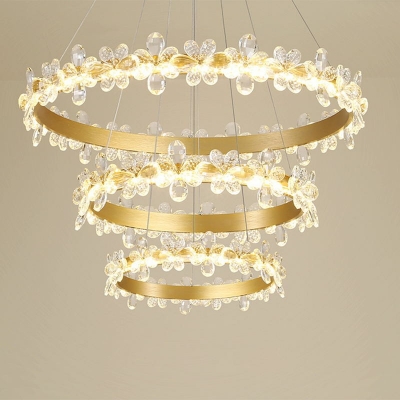 Minimalist LED Pendant Lighting Crystal Wreath Suspension Lamp for Living Room