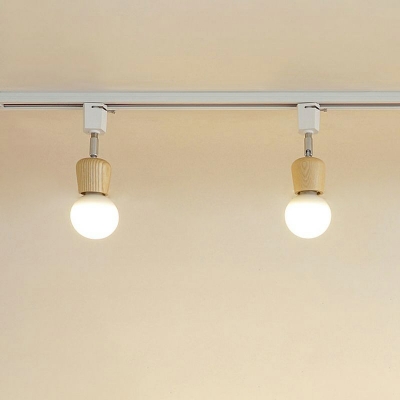 Modern Minimalist Style Adjustable Solid Wood Track Lighting Semi Mount Lighting for Living Room