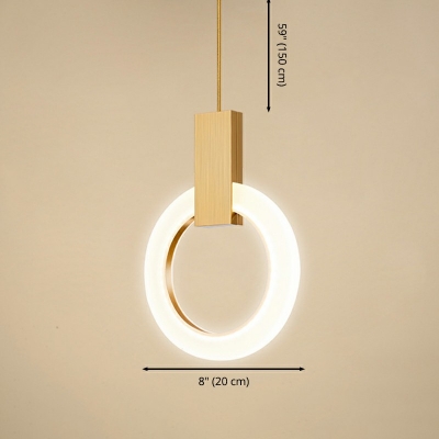 Modern Style Circle LED Hanging Light Metal Handle Pendant Light for Bedside
