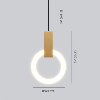 Modern Style Circle LED Pendant Light with Metal Handle Hanging Light for Bedside