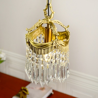 Modern Style Cylinder Wall Light Clear Glass 1 Light Brass Wall Sconce for Living Room Bedroom