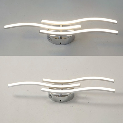 Modernist Wave Semi Flush Mount Light Aluminum Ceiling Light in White Finish for Bedroom