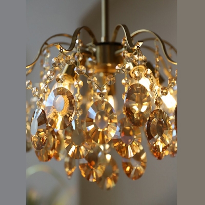 Rustic Chandelier 5-Light Dining Room Lighting With Dangling Crystal Accents