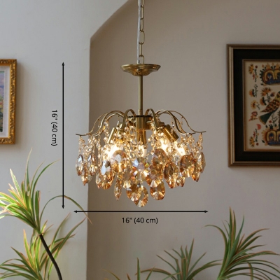 Rustic Chandelier 5-Light Dining Room Lighting With Dangling Crystal Accents