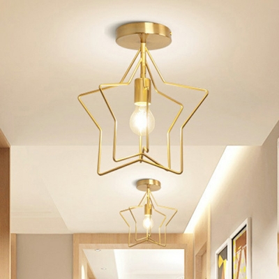 Single-Bulb Open Wire Cage Metal Lighting Fixture for Dining Room