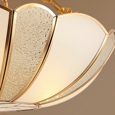 Umbrella Shape Bedroom Semi Flush Mount Traditional Metal 4 Lights Brass Ceiling Lamp